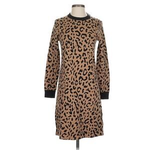 J. Crew Long Sleeve Mini Sweater Dress in Leopard - XS